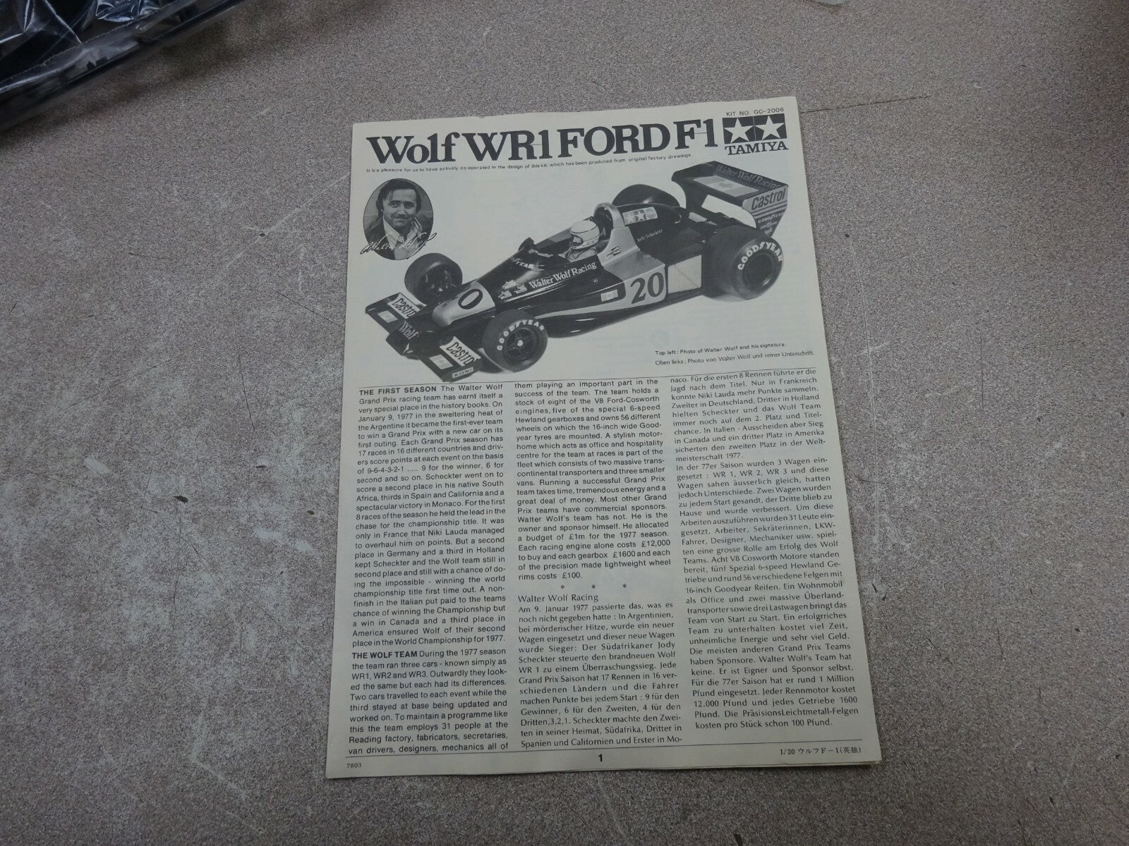 TAMIYA WOLF WR1 FORD F1 1/20 – Fox Auto Salvage & Parts