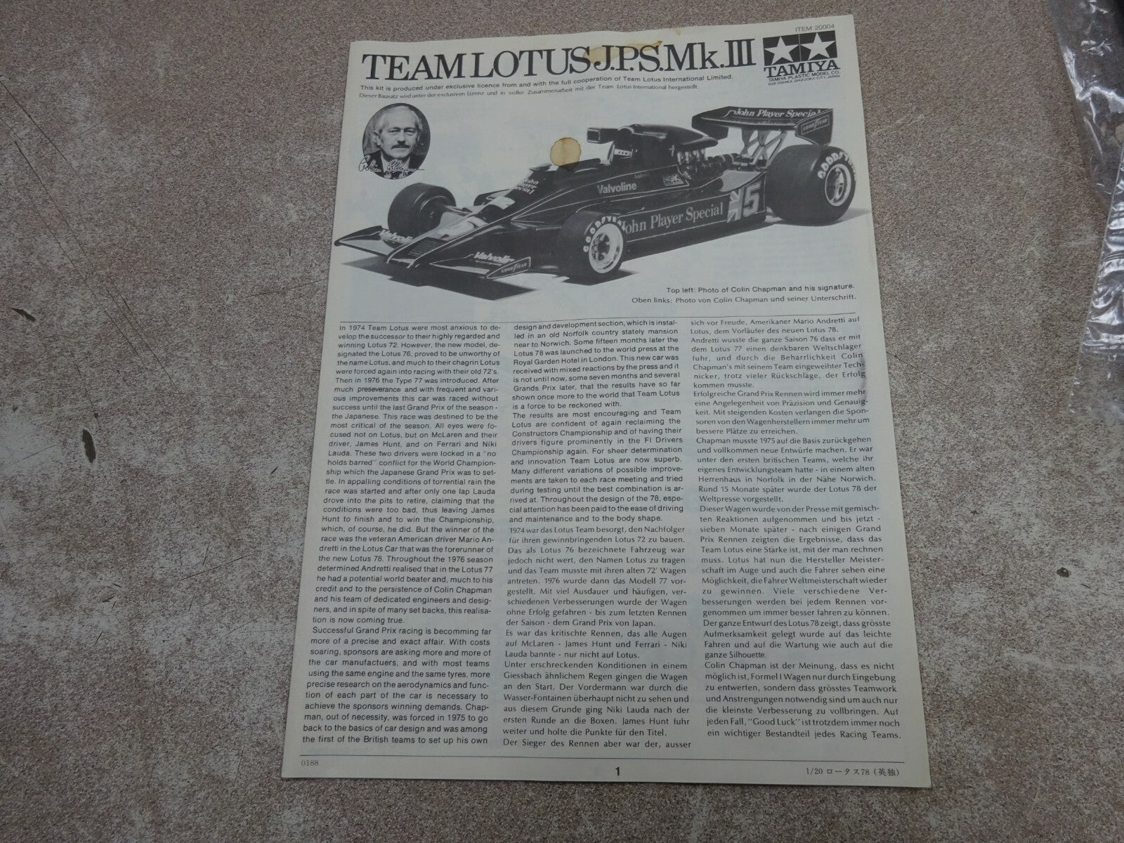 TAMIYA TEAM LOTUS J.P.S.M.k. III 1/20 – Fox Auto Salvage & Parts